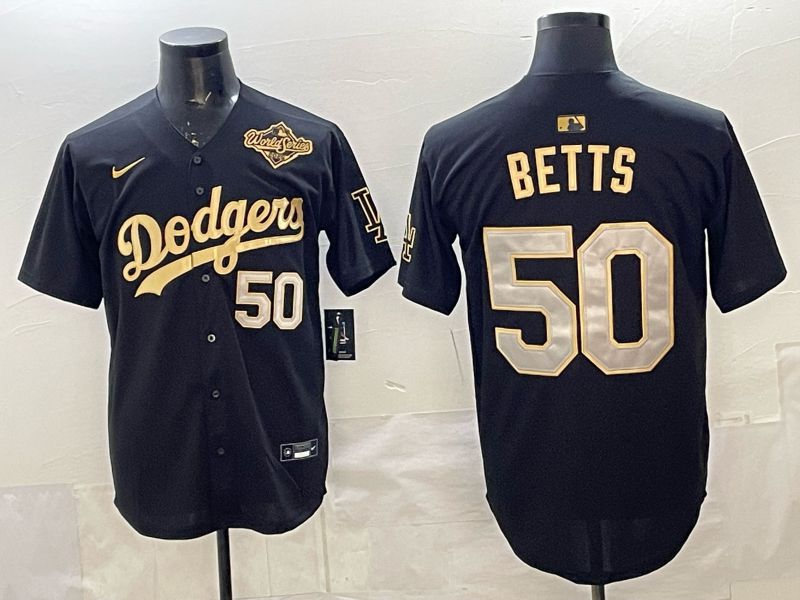 Men Nike 2026 Los Angeles Dodgers #50 Betts black Gold Game MLB Jersey 1215->los angeles dodgers->MLB Jersey